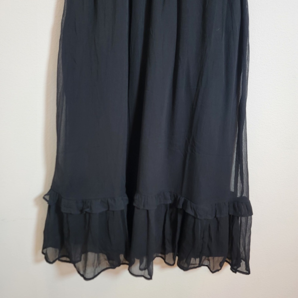 Old Navy Ruffle Chiffon Black Midi Dress Small Cotton Lined 753125 NWT - Picture 7 of 15